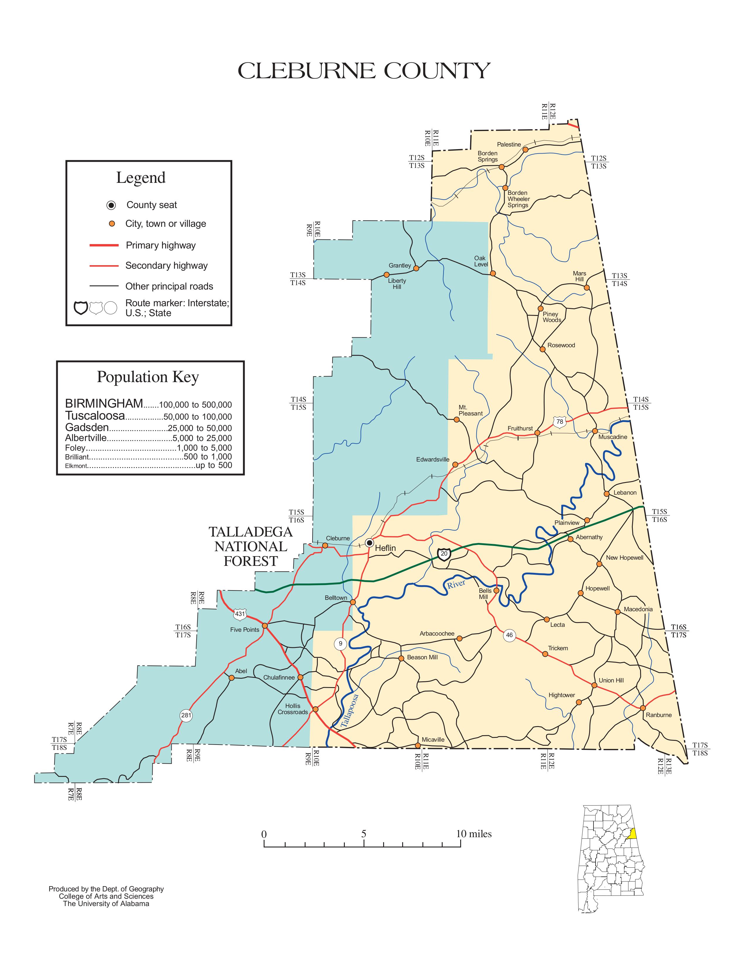 Cleburne County Map